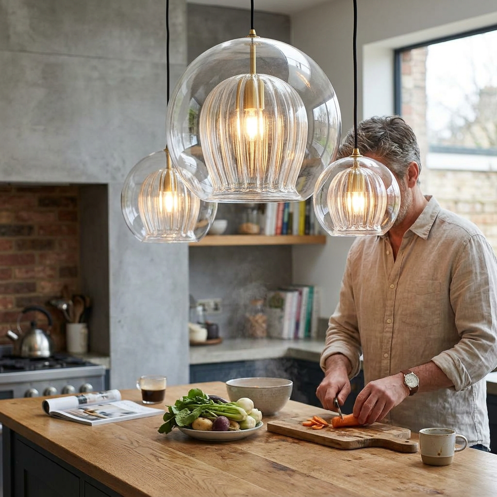 Elegant Glass Pendant Light with Adjustable Cord