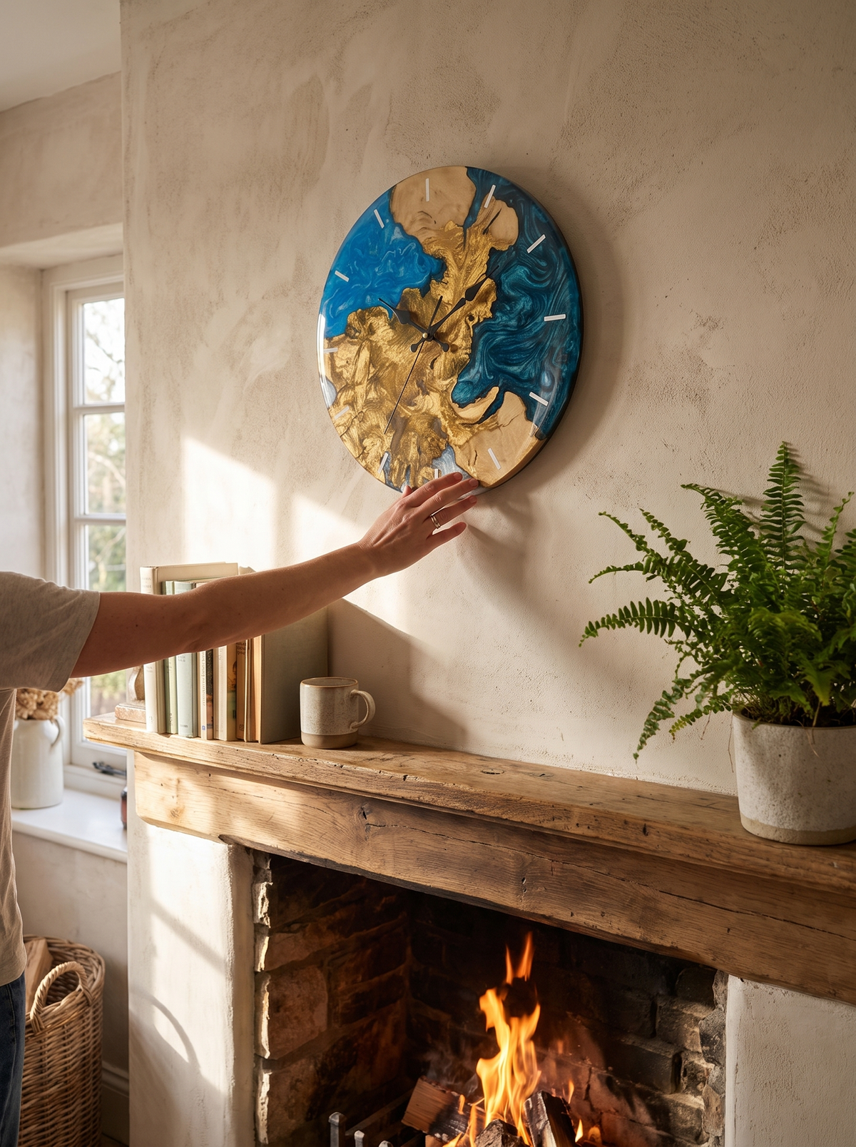 Large minimalist quartz wall clock in a lifestyle setting, Accurate Quartz Precision