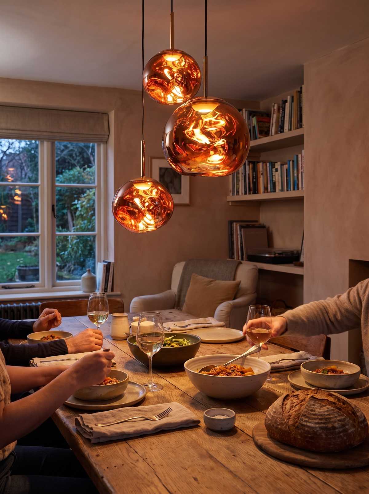 Sculptural Melt modular pendant light, build your own arrangement