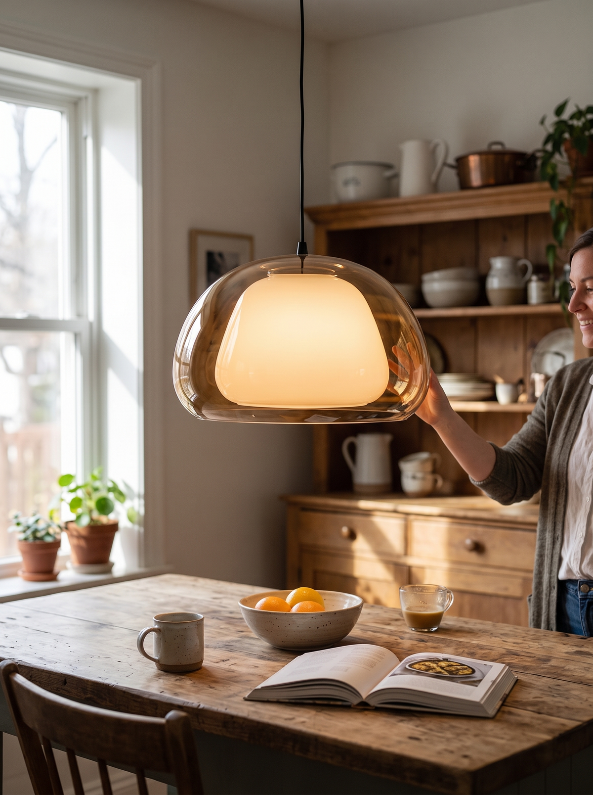 Modern glass dome pendant light lifestyle 1