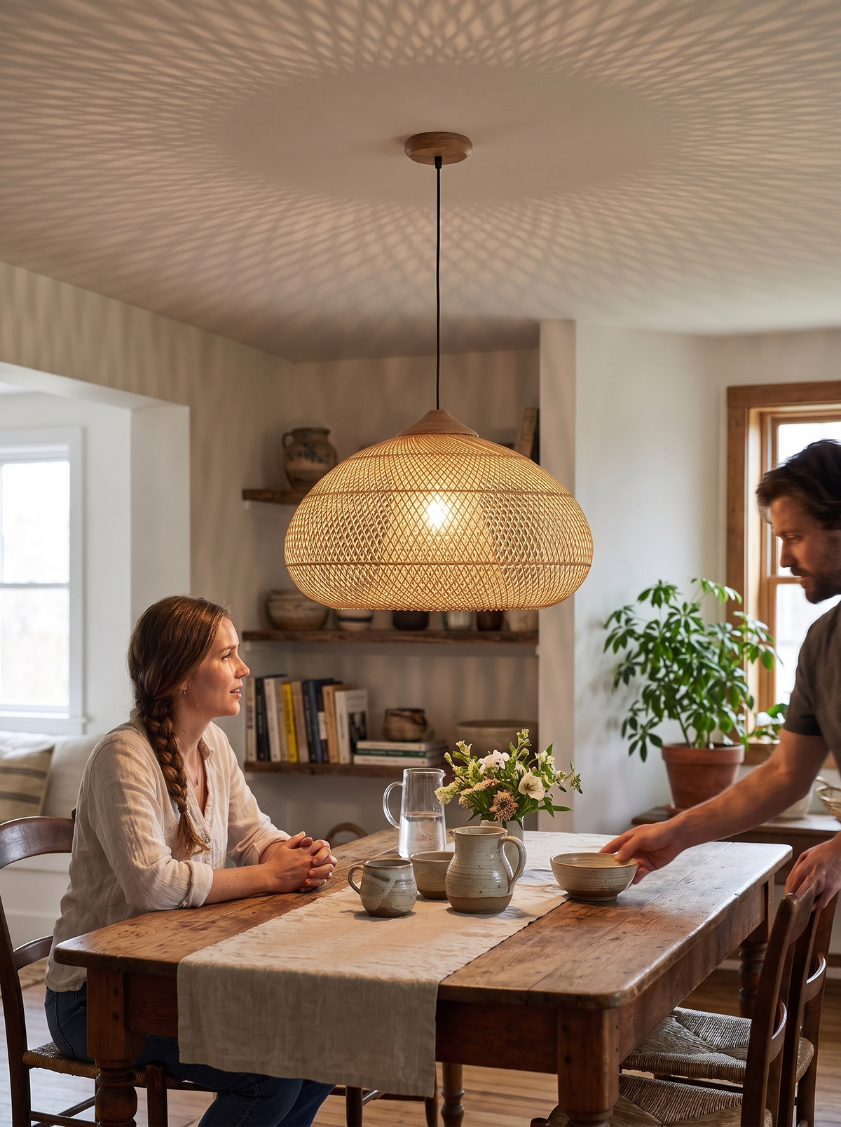 Artisan rattan pendant light lifestyle 2