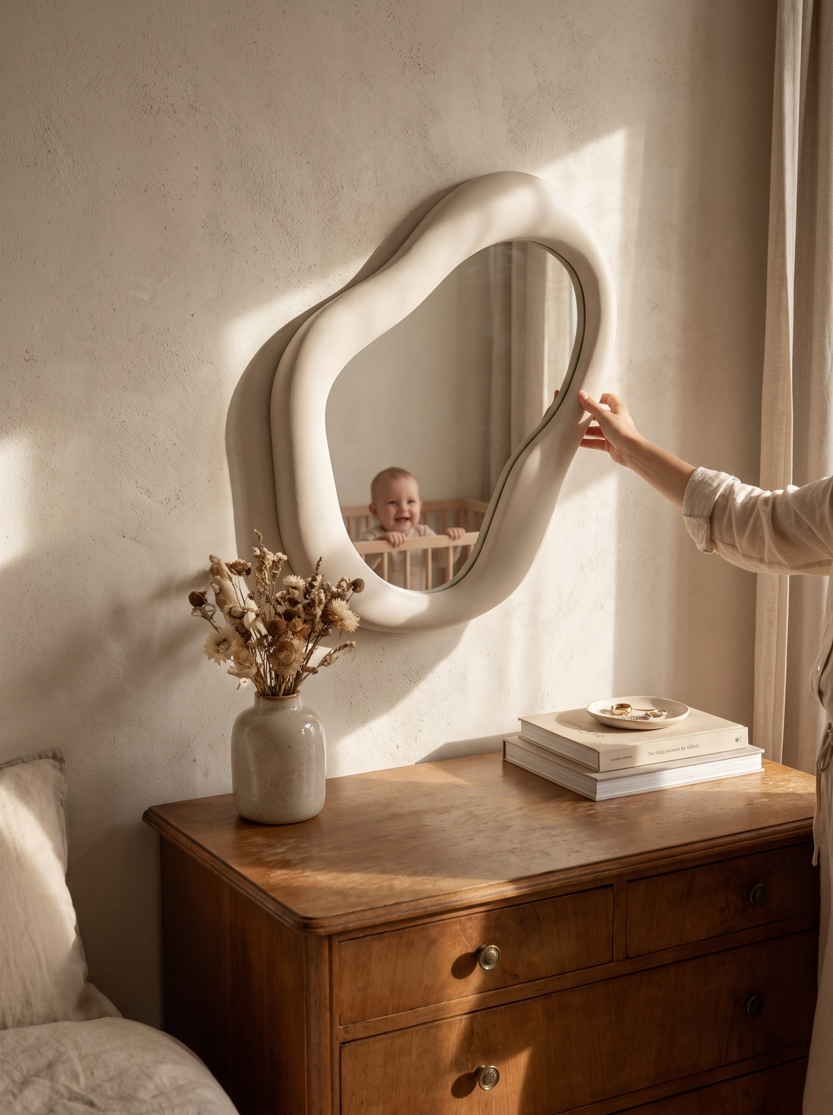 Warped decorative wall mirror with organic shape, A Surprising Point of View