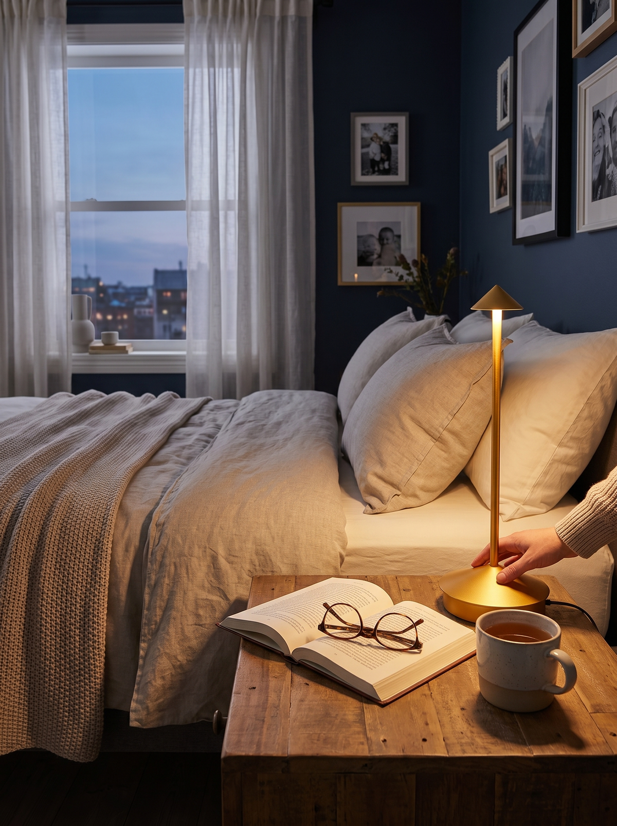 Portable cordless dimmable table lamp, Tap to Set the Mood