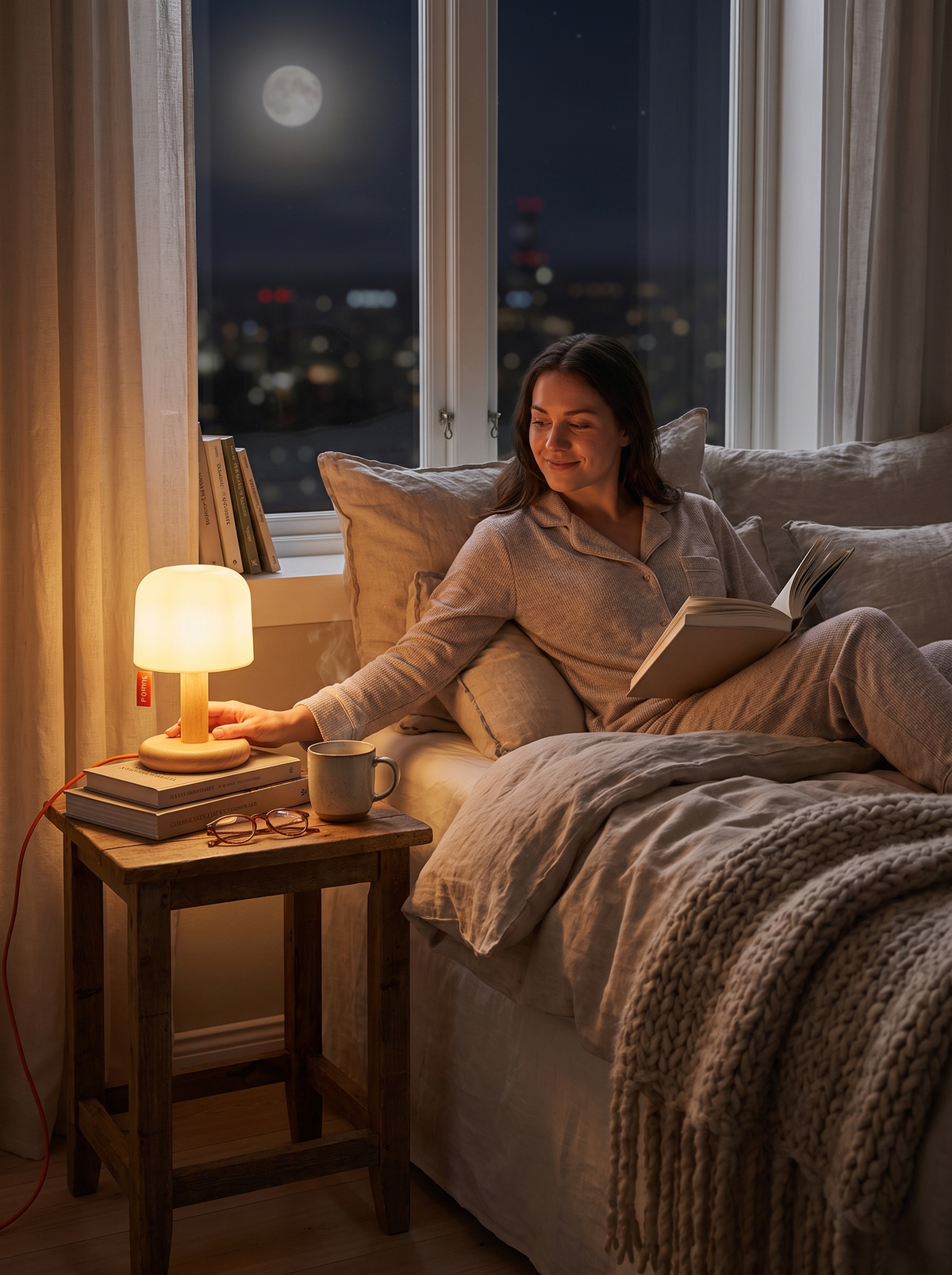 SunsetGlow USB rechargeable small bedside lamp, Cozy Glow at Bedtime