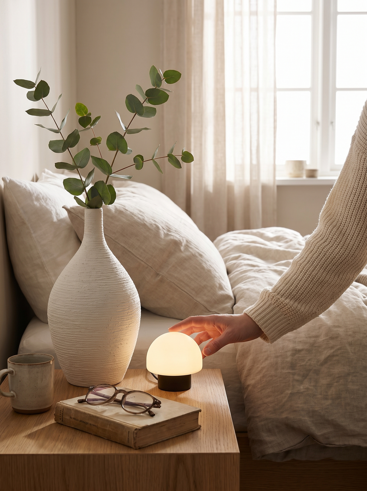 Earthline Nordic ceramic vase in a lifestyle setting, With Stems or Standing Alone