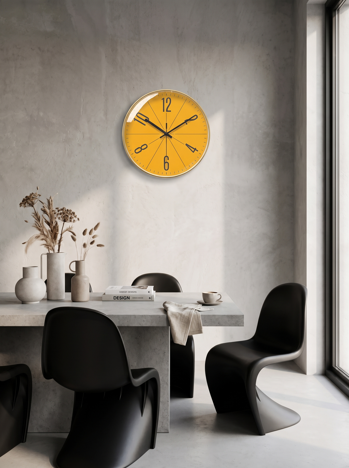 Nordic Elegance black and white minimalist wall clock, Abstract, Modern, Refined