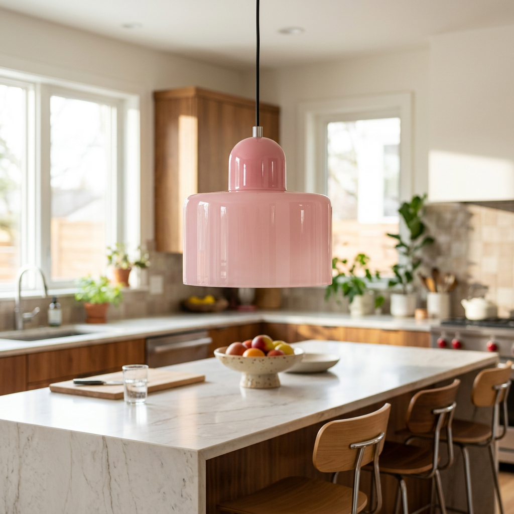 pink glass shade with pink base