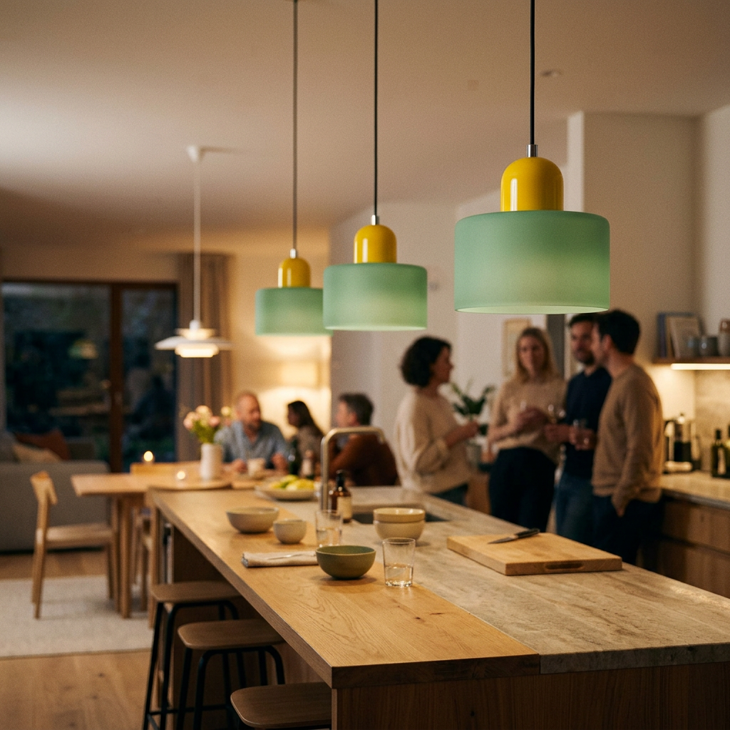 frosted green glass shade with yellow base