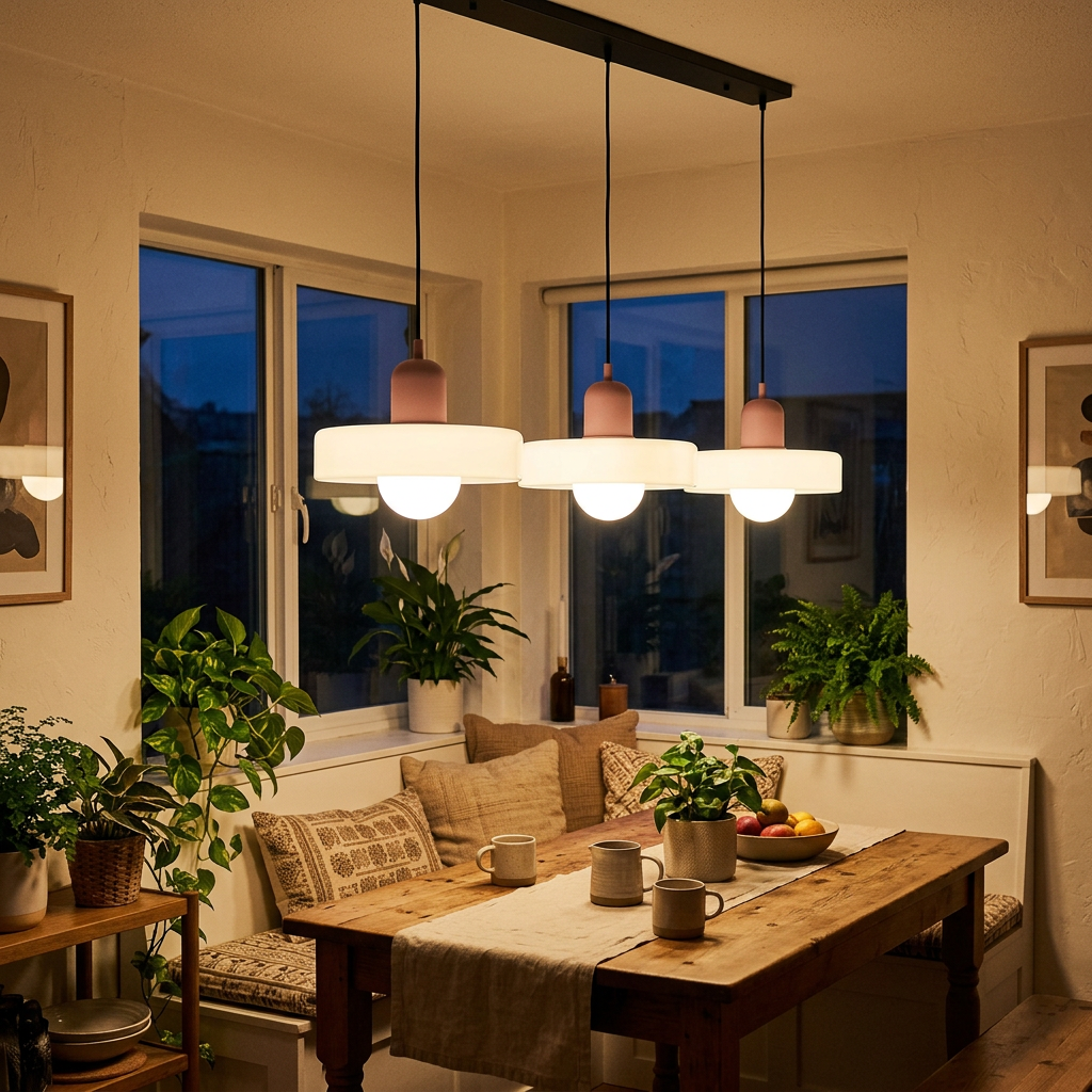 white glass shades with pink bodies
