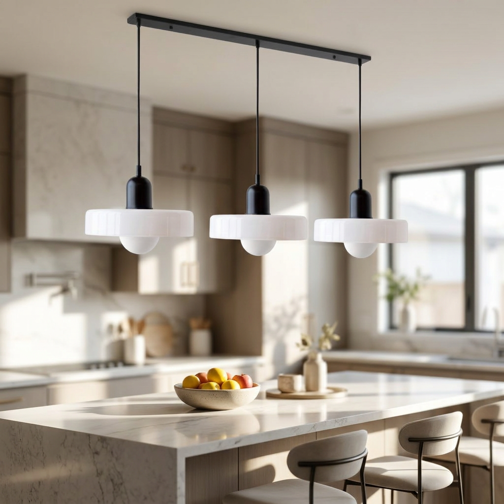 white glass shades with black bodies