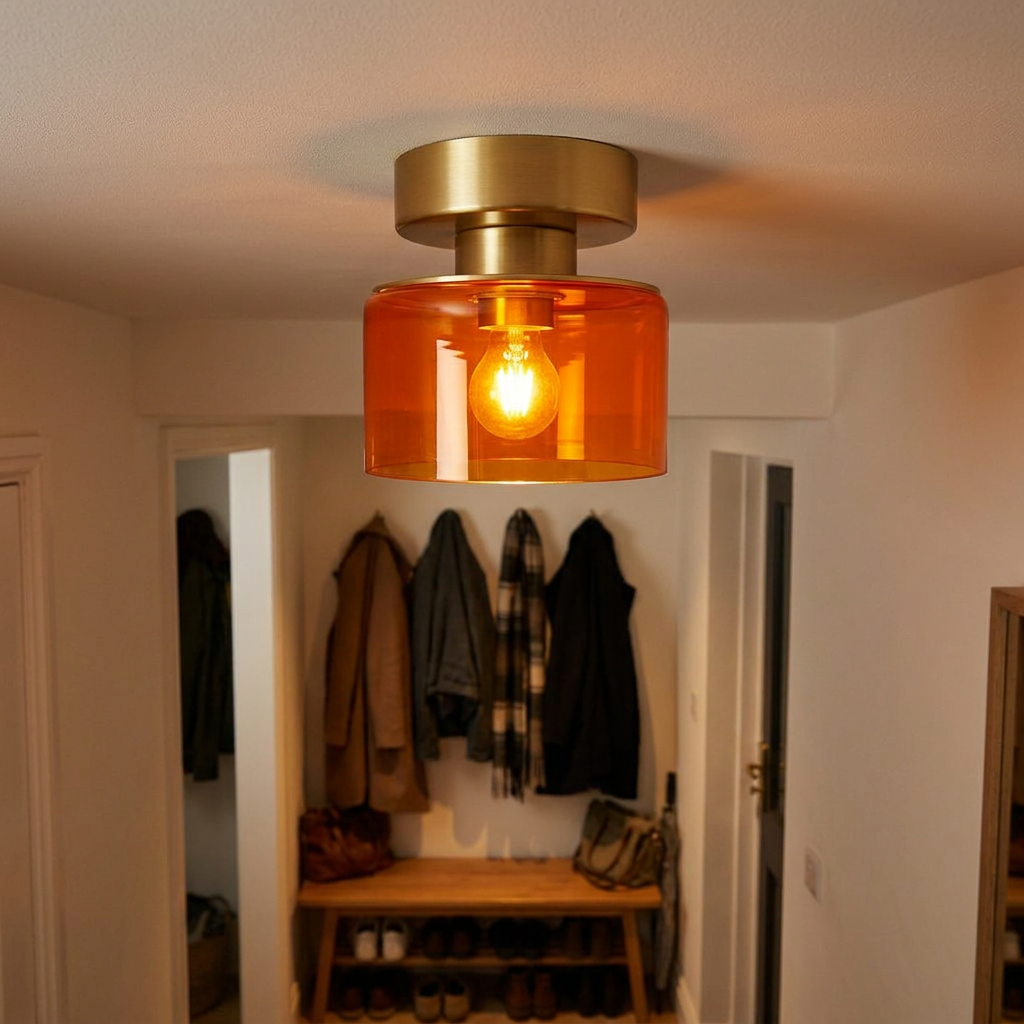 gold body with orange glass
