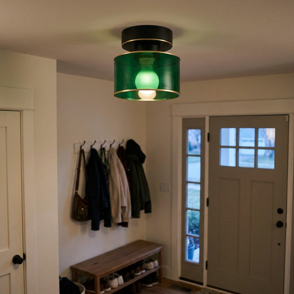 black body with green glass