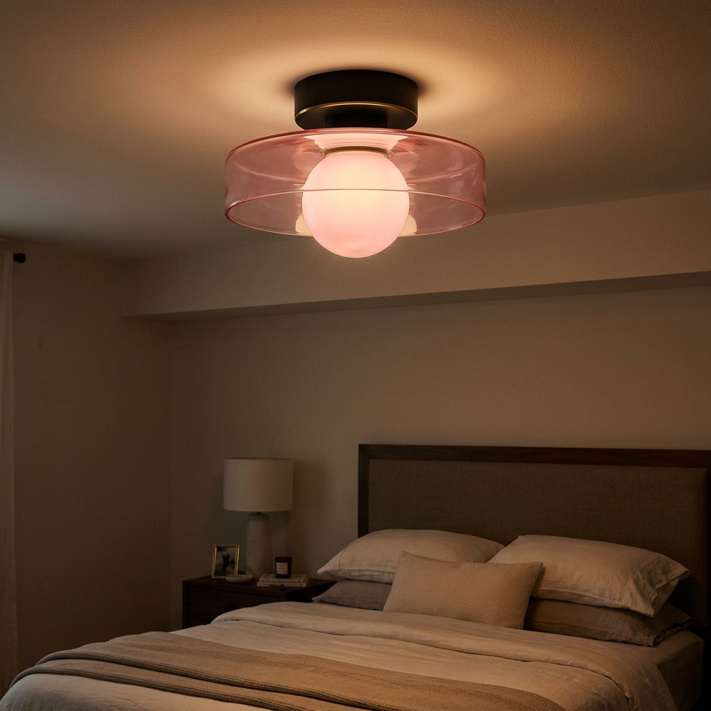 black base with pink glass