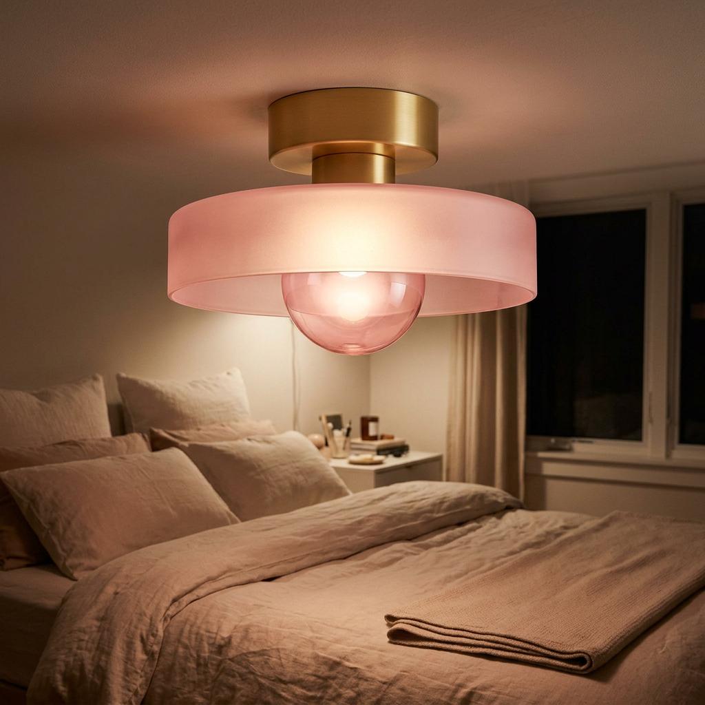 gold base with pink glass