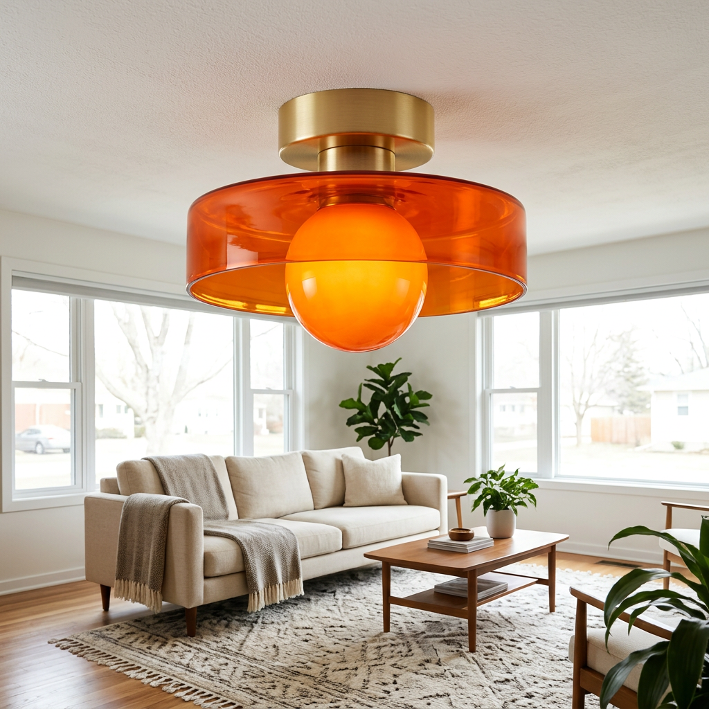 gold base with orange glass