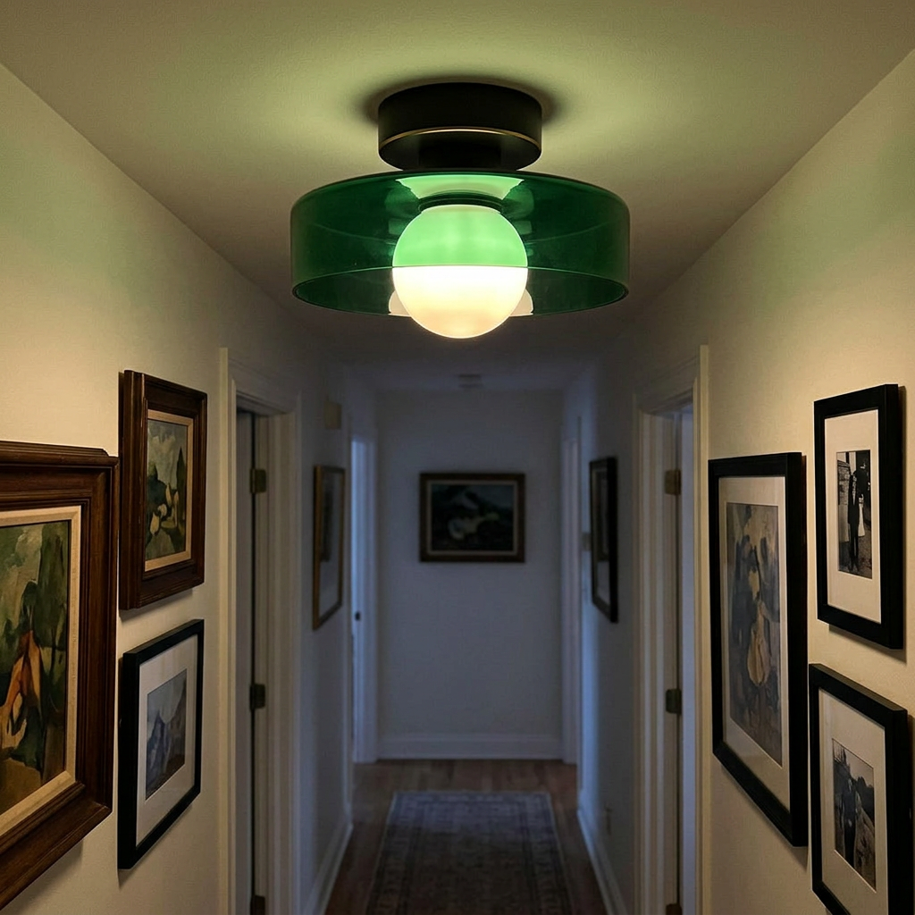 black base with green glass