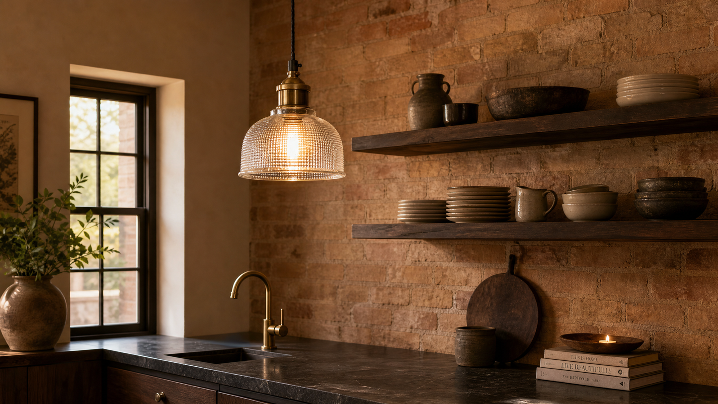 Vintage Charm | Glass Pendant Light with Adjustable Height | Elegant Kitchen Pendant Lighting for Stylish Illumination