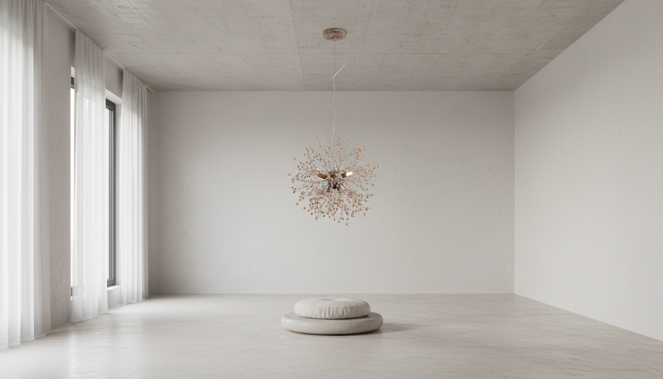Elegant Wooden Beaded Pendant Light with Adjustable Height | Unique Starburst Design for Stylish Kitchen Pendant Lighting