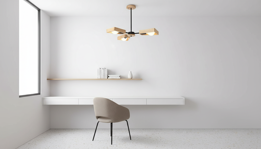 Modern Chandelier Light | Wooden Sputnik Design with Dimmable Features | Stylish Fixture for Dining Rooms
