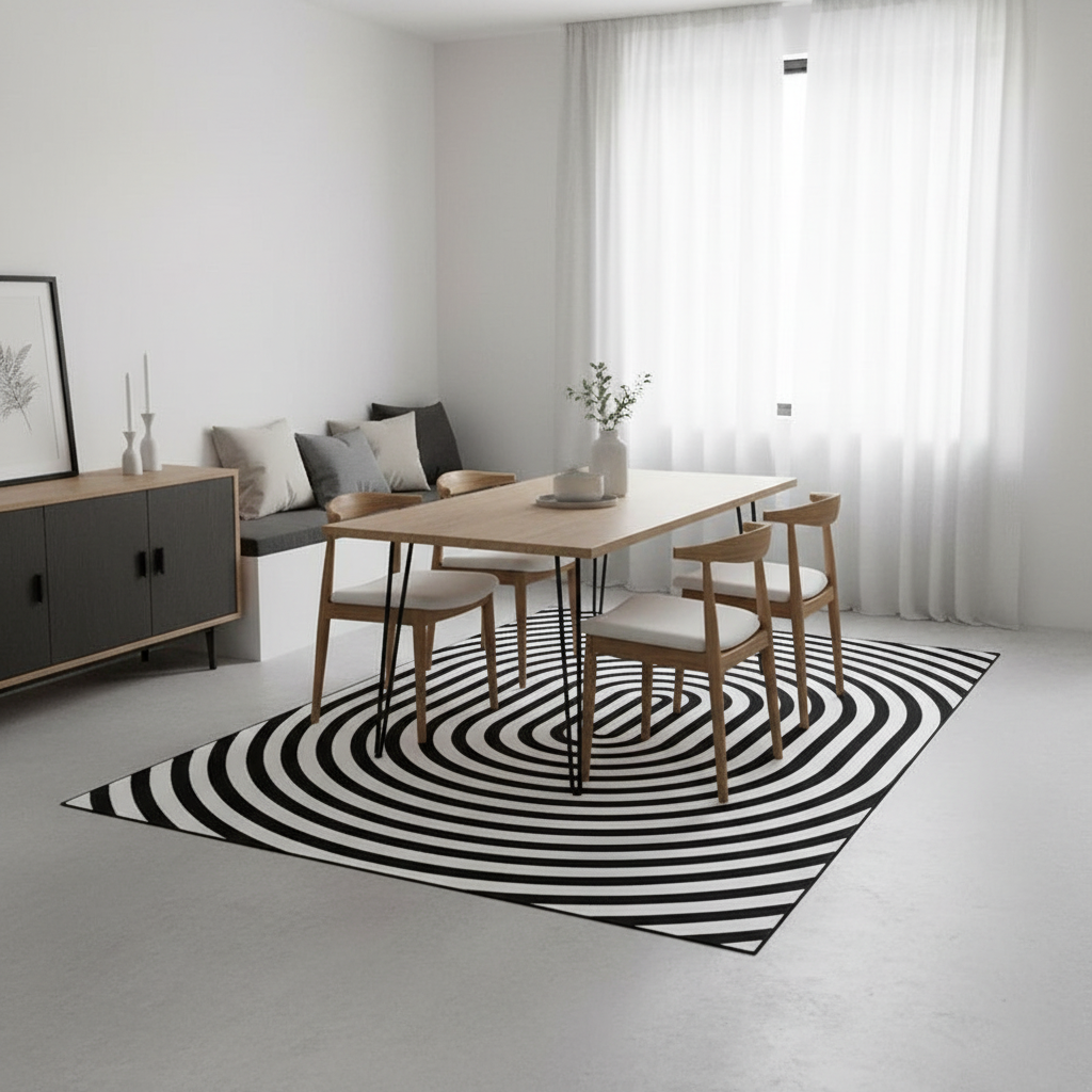 Illusion Area Rug | Rectangular Polyester Carpet with Easy Care | Modern Design for Stylish Interiors