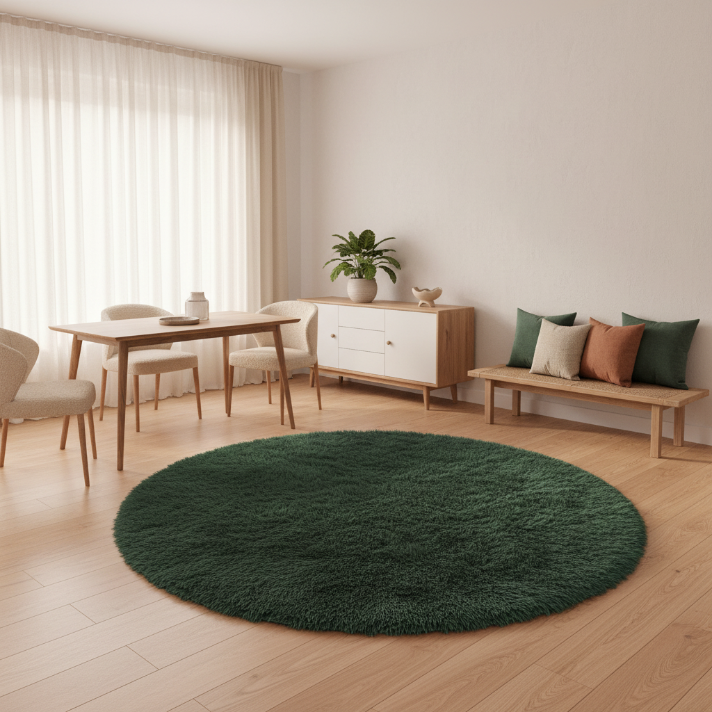 Cozy Collection | Round Shag Carpet with Non-Slip Base | Fluffy Texture for Warmth and Comfort