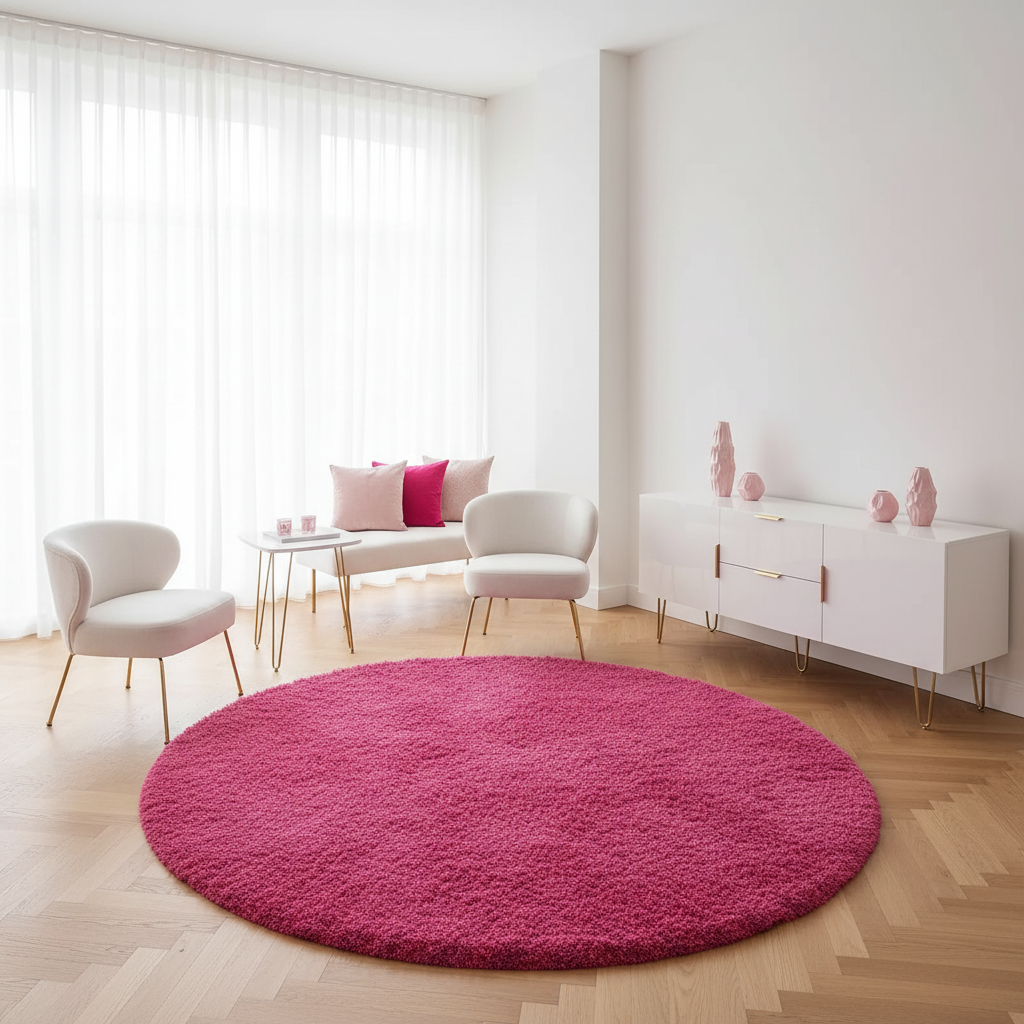 Cozy Collection | Round Shag Carpet with Non-Slip Base | Fluffy Texture for Warmth and Comfort