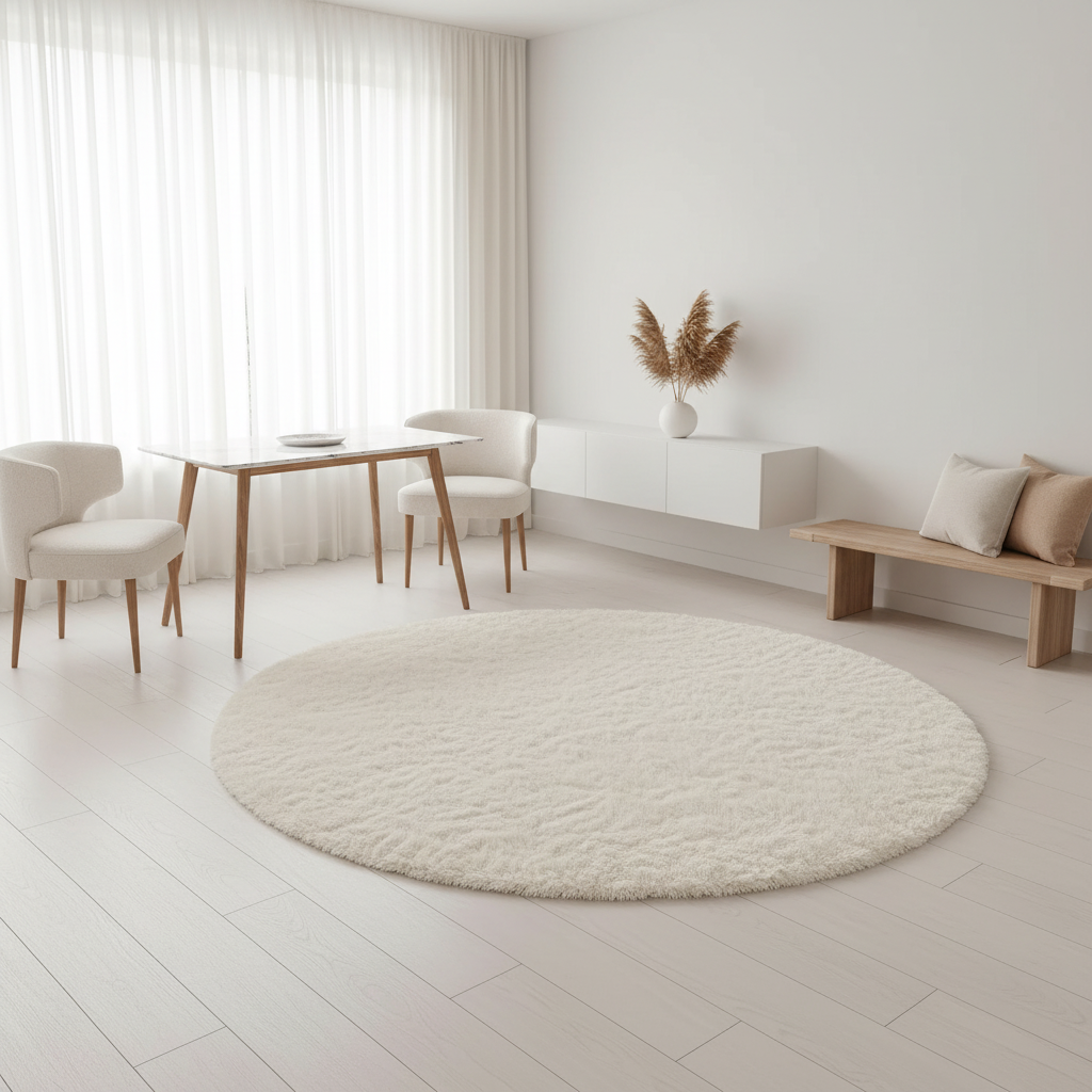 Cozy Collection | Round Shag Carpet with Non-Slip Base | Fluffy Texture for Warmth and Comfort