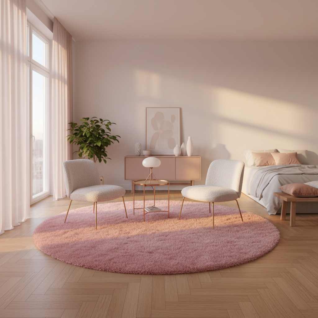 Cozy Collection | Round Shag Carpet with Non-Slip Base | Fluffy Texture for Warmth and Comfort