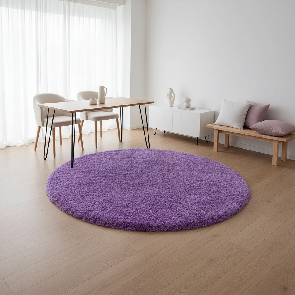 Cozy Collection | Round Shag Carpet with Non-Slip Base | Fluffy Texture for Warmth and Comfort