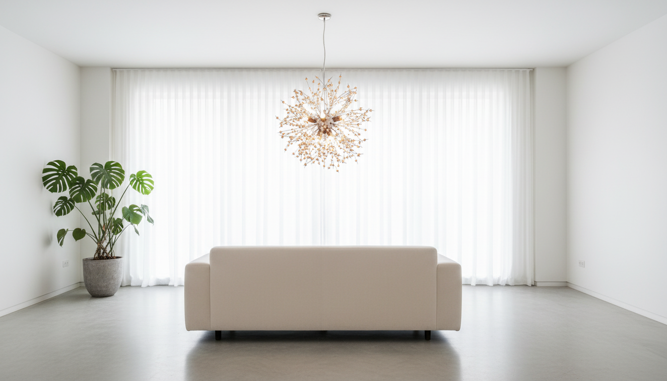 Elegant Wooden Beaded Pendant Light with Adjustable Height | Unique Starburst Design for Stylish Kitchen Pendant Lighting
